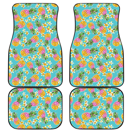 Aloha Summer Pineapple Pattern Print Front and Back Car Floor Mats