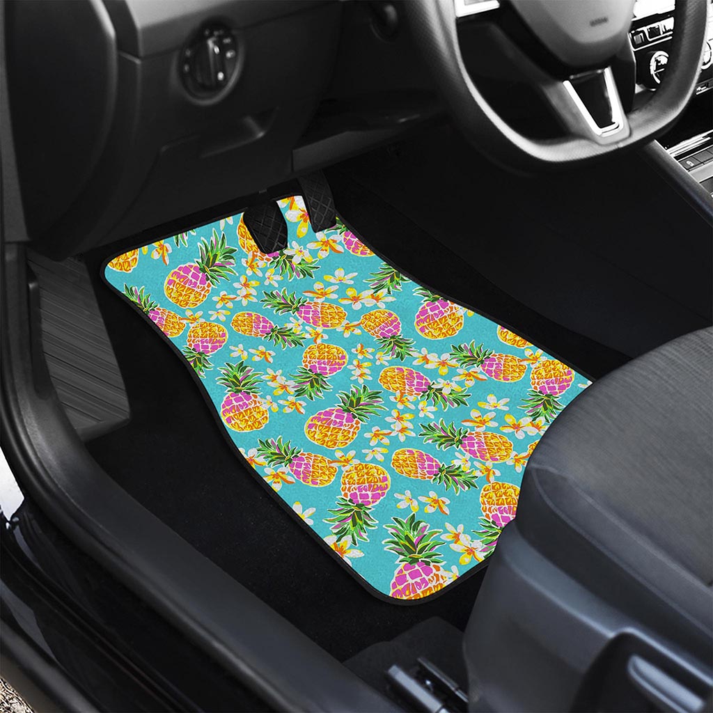 Aloha Summer Pineapple Pattern Print Front and Back Car Floor Mats