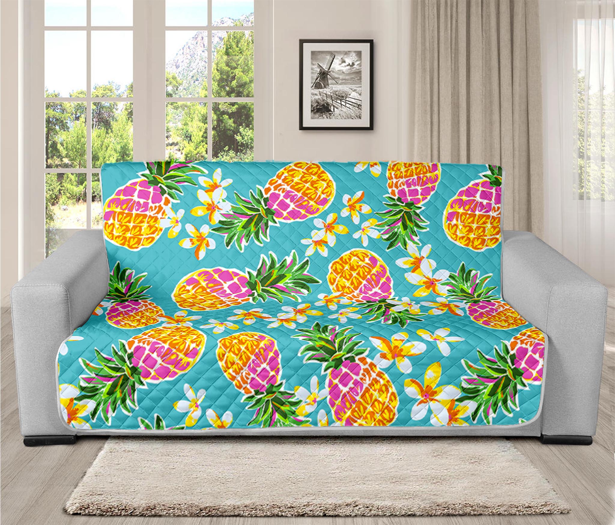 Aloha Summer Pineapple Pattern Print Futon Protector