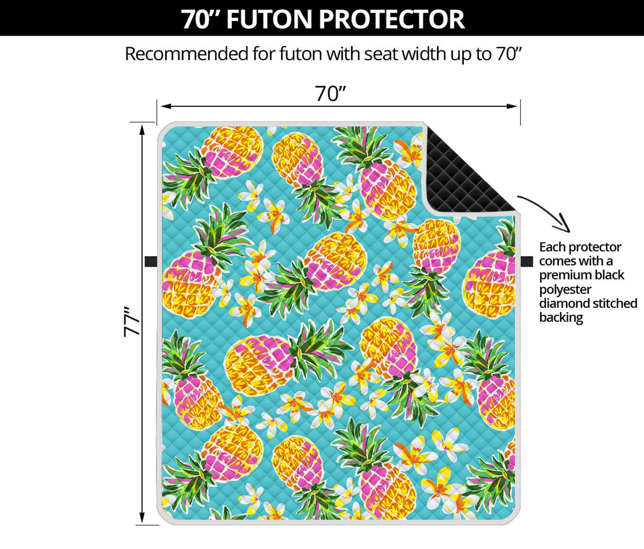 Aloha Summer Pineapple Pattern Print Futon Protector