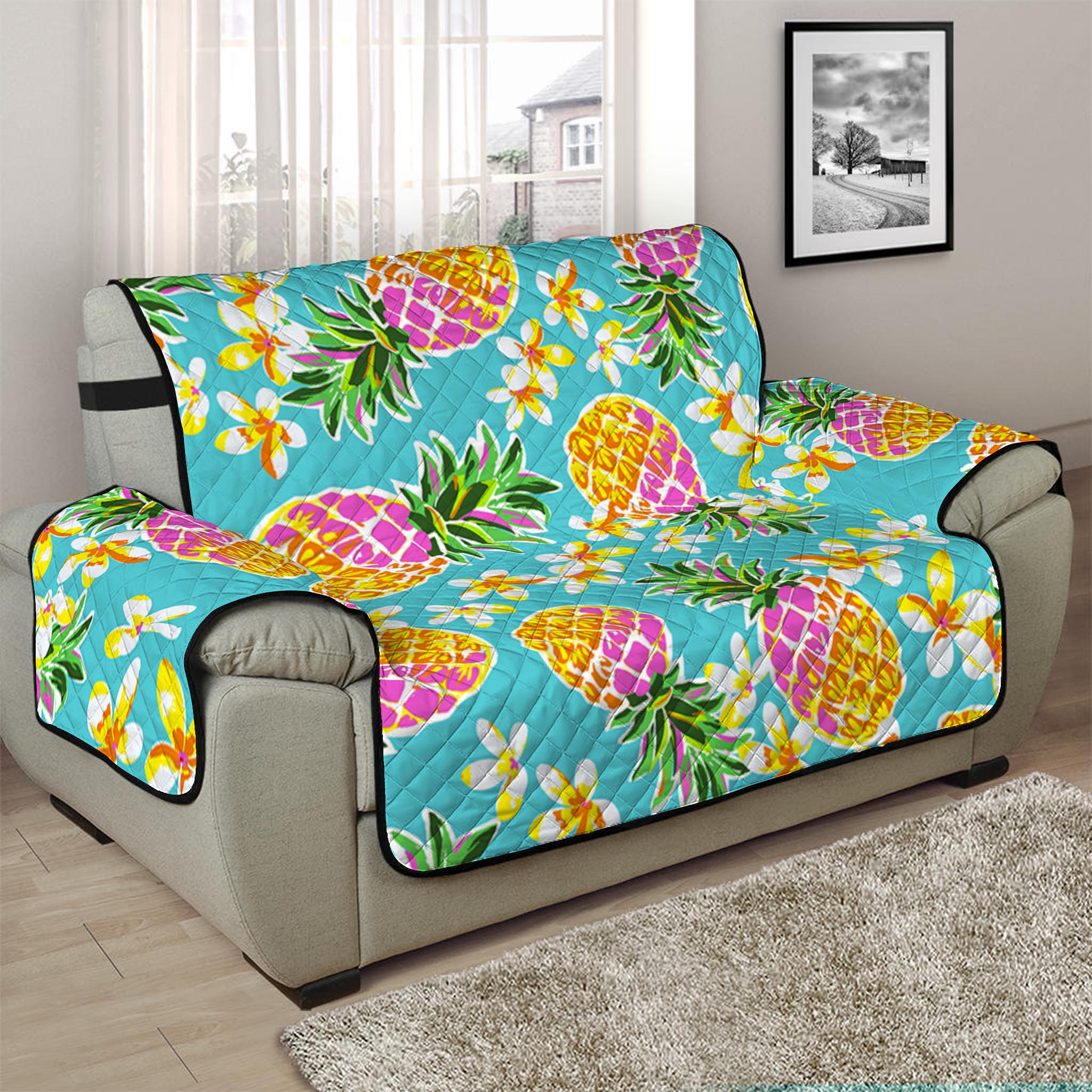 Aloha Summer Pineapple Pattern Print Half Sofa Protector