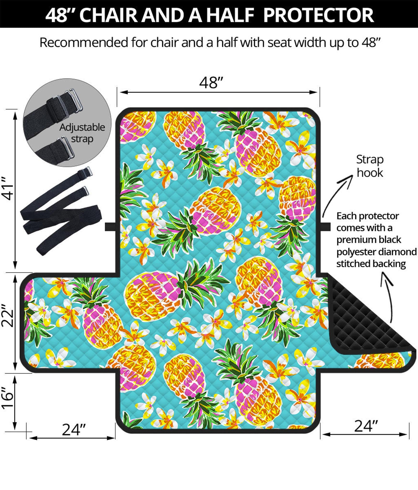 Aloha Summer Pineapple Pattern Print Half Sofa Protector