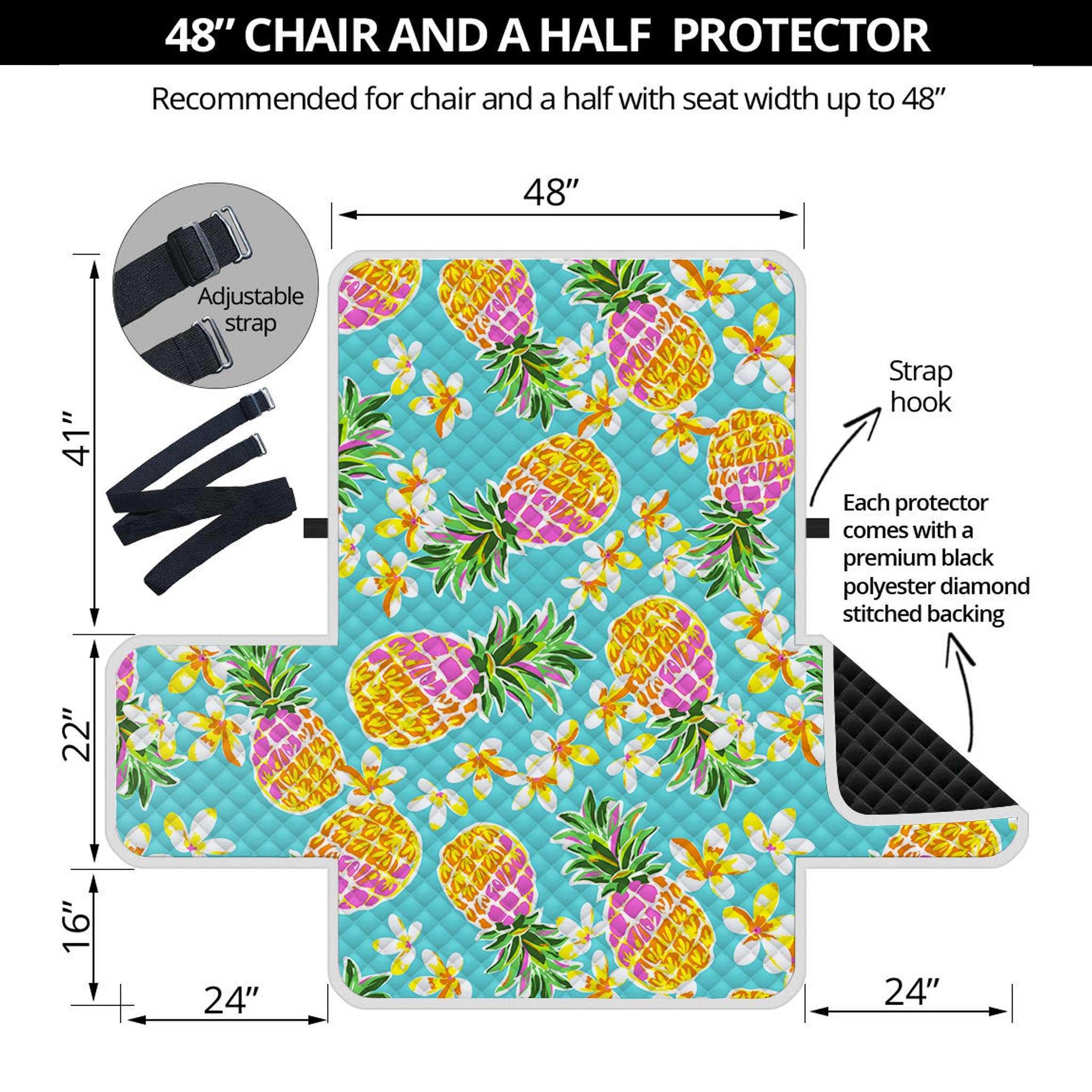 Aloha Summer Pineapple Pattern Print Half Sofa Protector