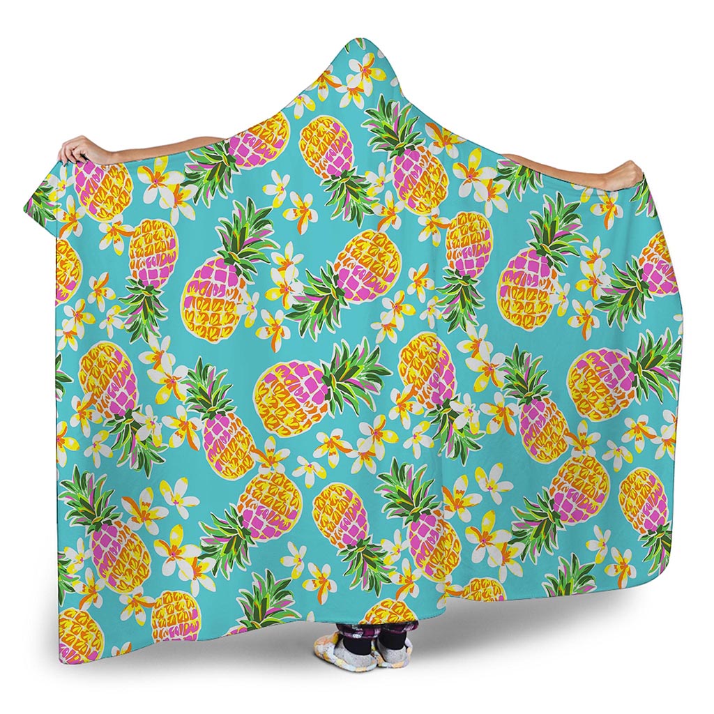 Aloha Summer Pineapple Pattern Print Hooded Blanket