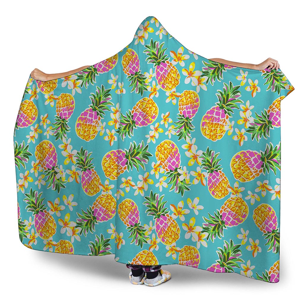 Aloha Summer Pineapple Pattern Print Hooded Blanket