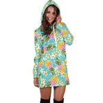 Aloha Summer Pineapple Pattern Print Hoodie Dress GearFrost