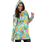 Aloha Summer Pineapple Pattern Print Hoodie Dress GearFrost