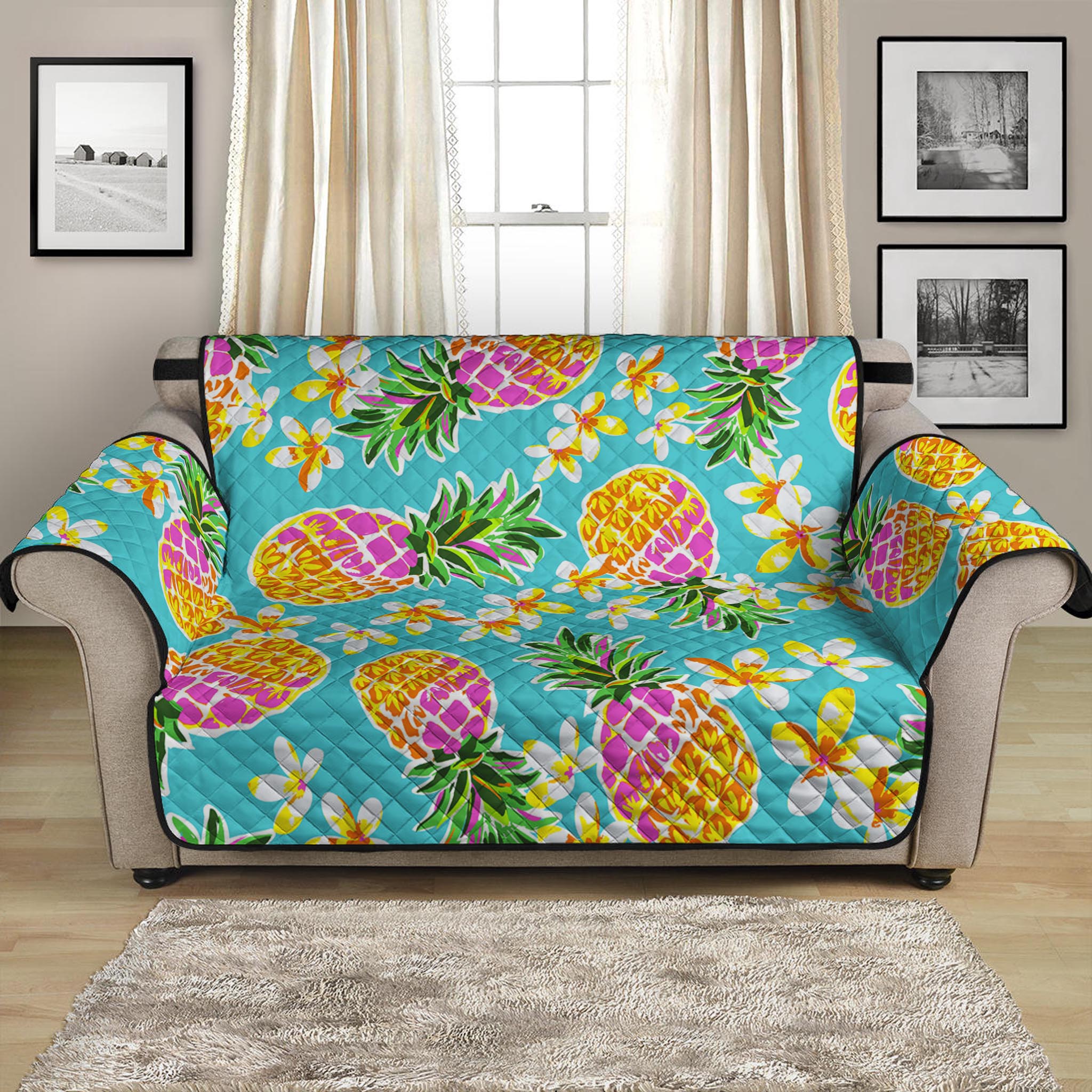 Aloha Summer Pineapple Pattern Print Loveseat Protector