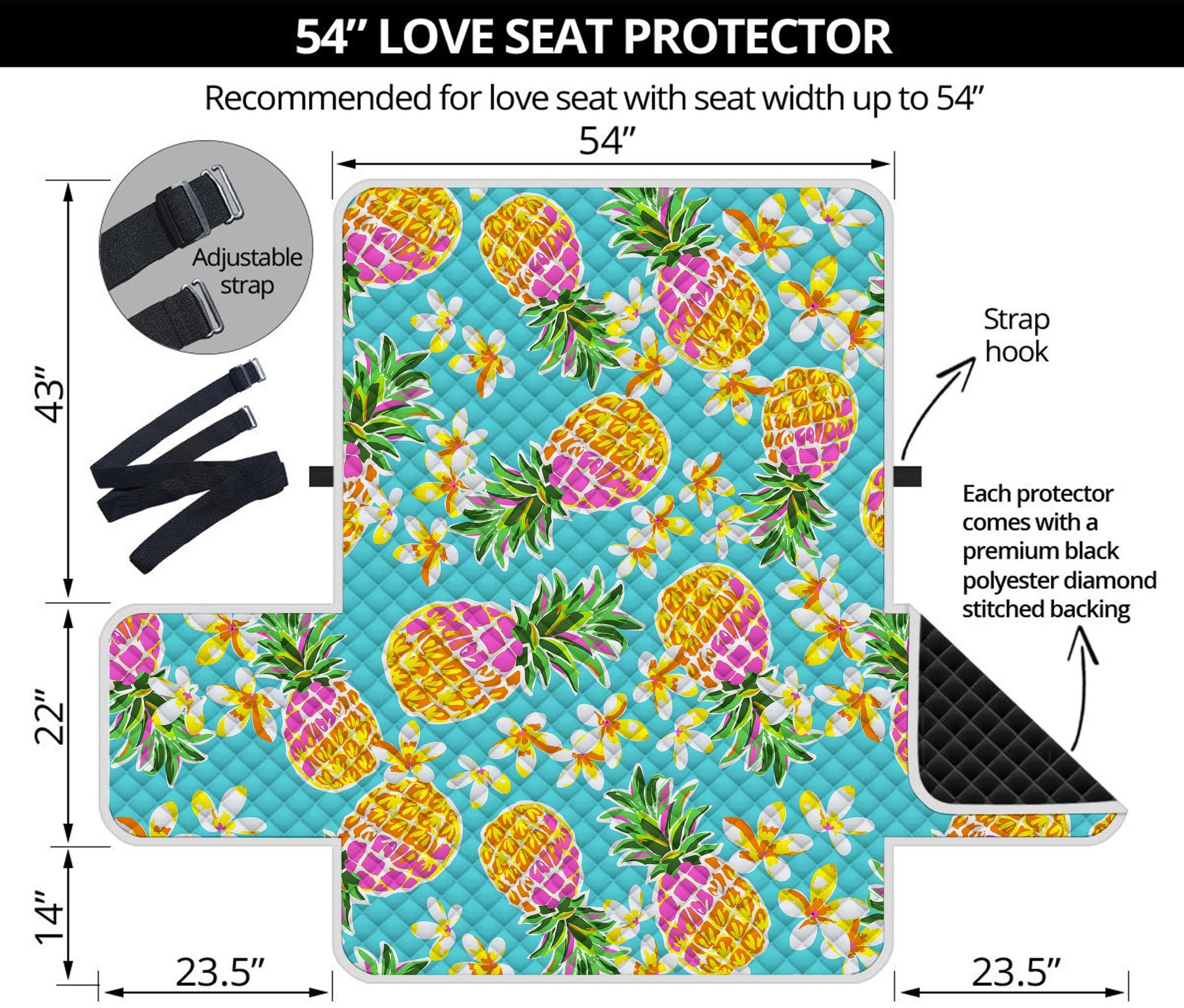 Aloha Summer Pineapple Pattern Print Loveseat Protector