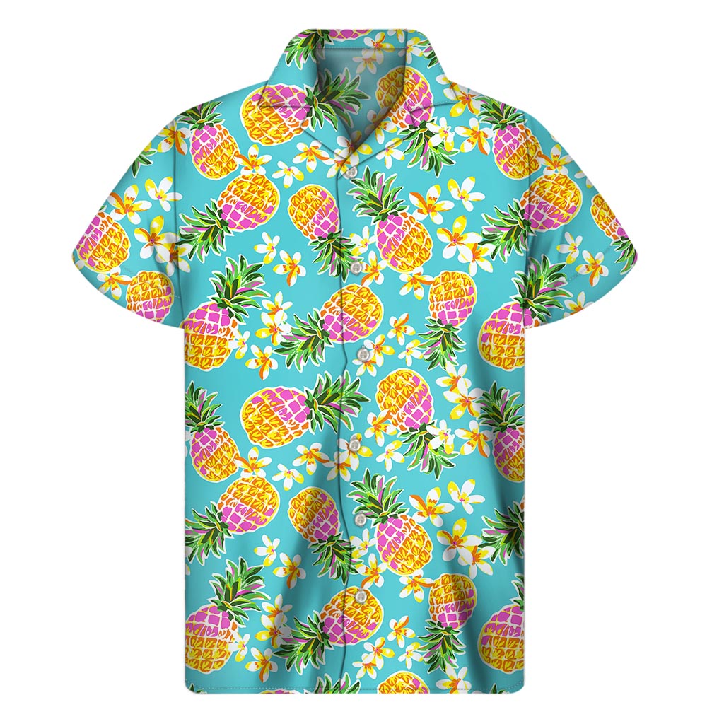 Aloha Summer Pineapple Pattern Print Men's Short Sleeve Shirt