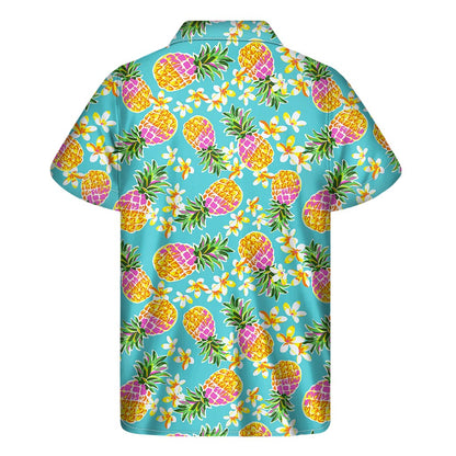 Aloha Summer Pineapple Pattern Print Men's Short Sleeve Shirt