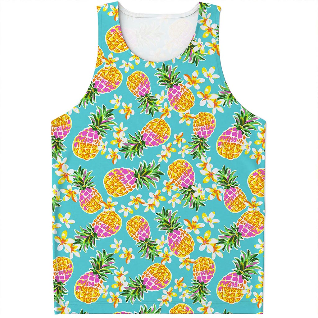 Aloha Summer Pineapple Pattern Print Men's Tank Top