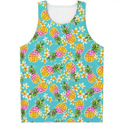 Aloha Summer Pineapple Pattern Print Men's Tank Top