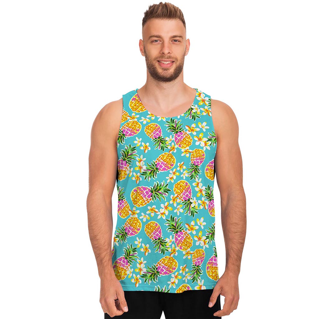 Aloha Summer Pineapple Pattern Print Men's Tank Top