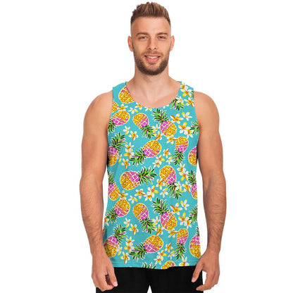 Aloha Summer Pineapple Pattern Print Men's Tank Top
