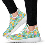 Aloha Summer Pineapple Pattern Print Mesh Knit Shoes GearFrost