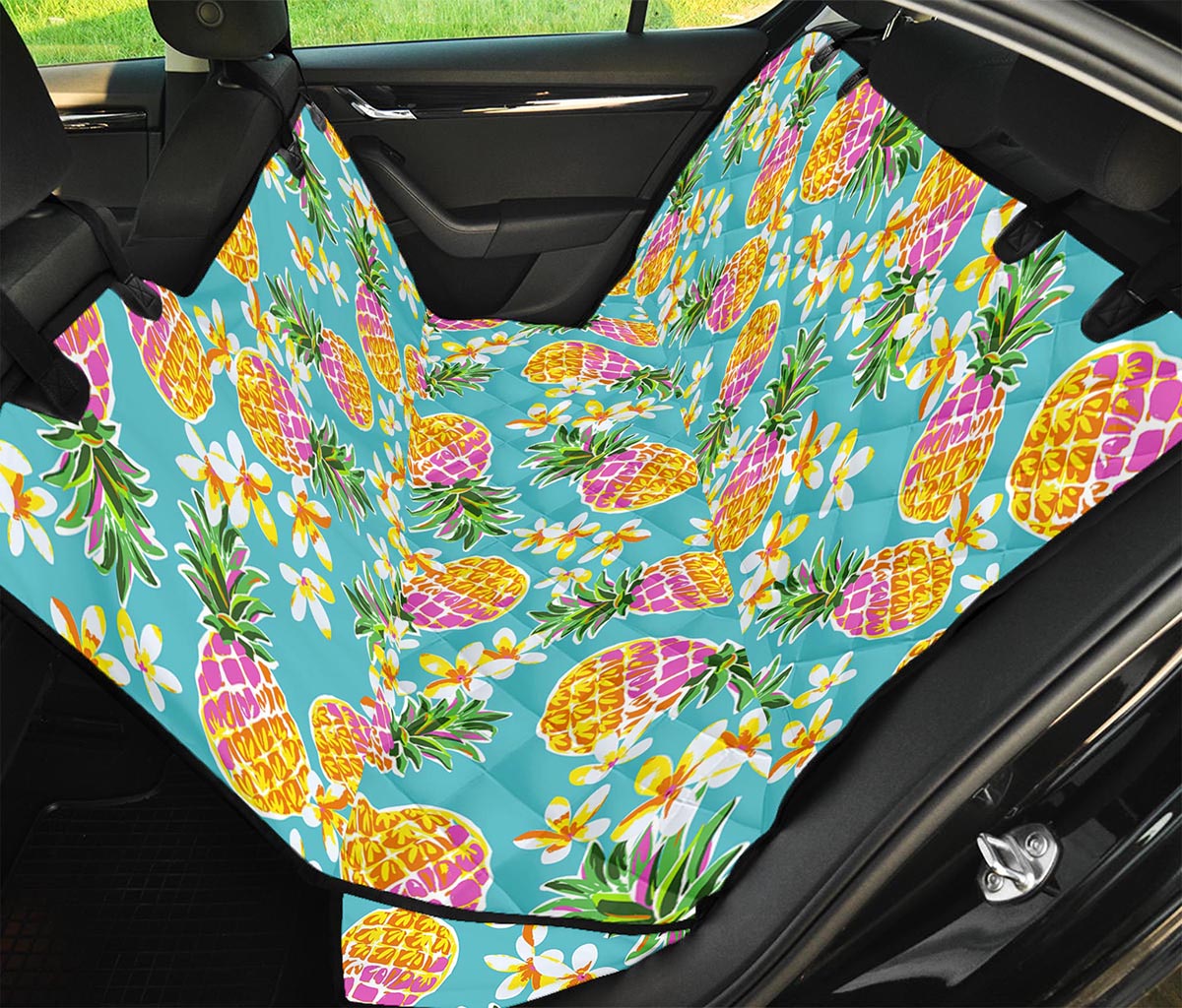 Aloha Summer Pineapple Pattern Print Pet Car Back Seat Cover
