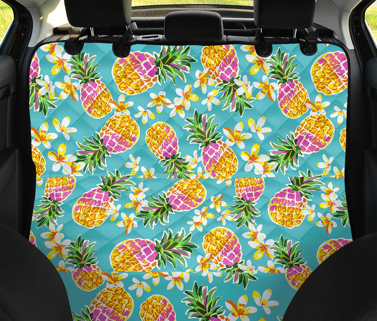 Aloha Summer Pineapple Pattern Print Pet Car Back Seat Cover