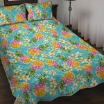 Aloha Summer Pineapple Pattern Print Quilt Bed Set