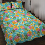 Aloha Summer Pineapple Pattern Print Quilt Bed Set