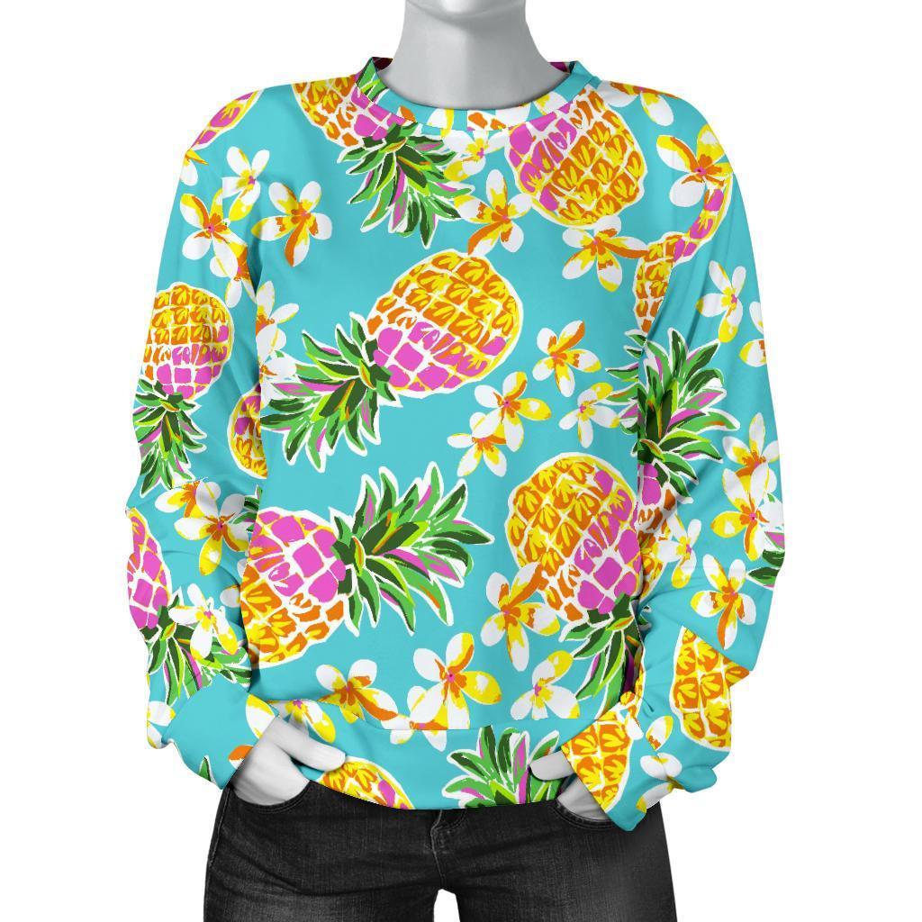 Aloha Summer Pineapple Pattern Print Women's Crewneck Sweatshirt GearFrost