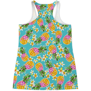 Aloha Summer Pineapple Pattern Print Women's Racerback Tank Top