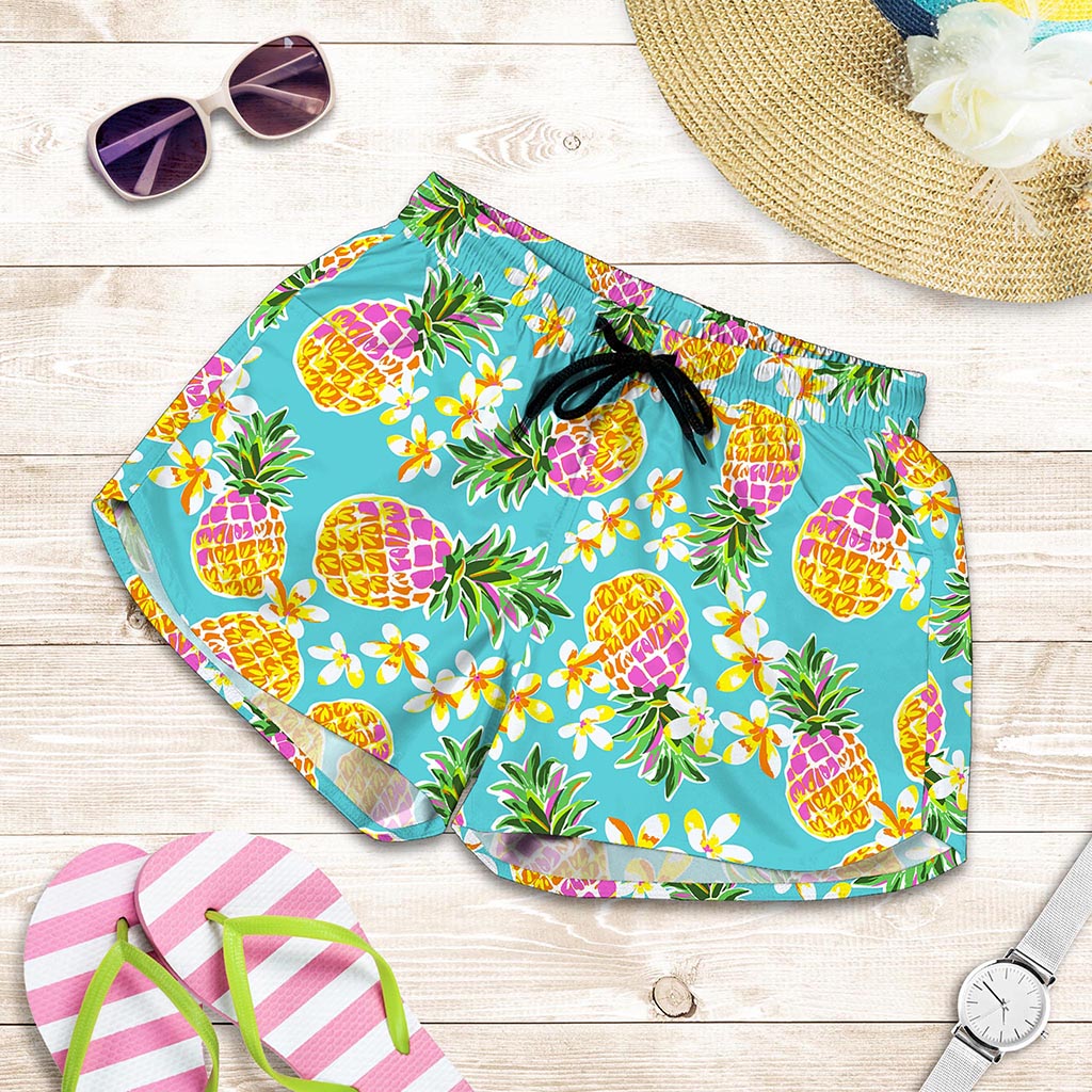 Aloha Summer Pineapple Pattern Print Women's Shorts