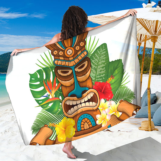 Aloha Tiki Print Beach Sarong Wrap
