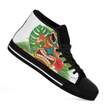 Aloha Tiki Print Black High Top Shoes