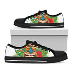 Aloha Tiki Print Black Low Top Shoes 