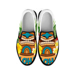 Aloha Tiki Print Black Slip On Shoes
