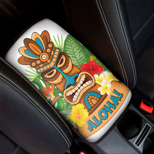 Aloha Tiki Print Car Center Console Cover