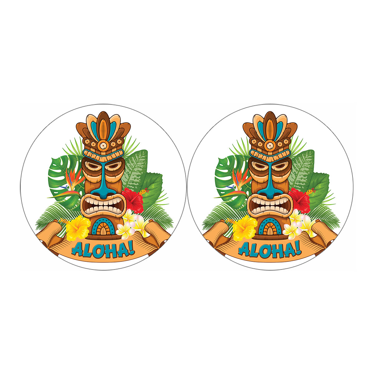 Aloha Tiki Print Car Coasters