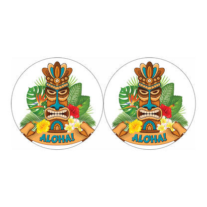 Aloha Tiki Print Car Coasters