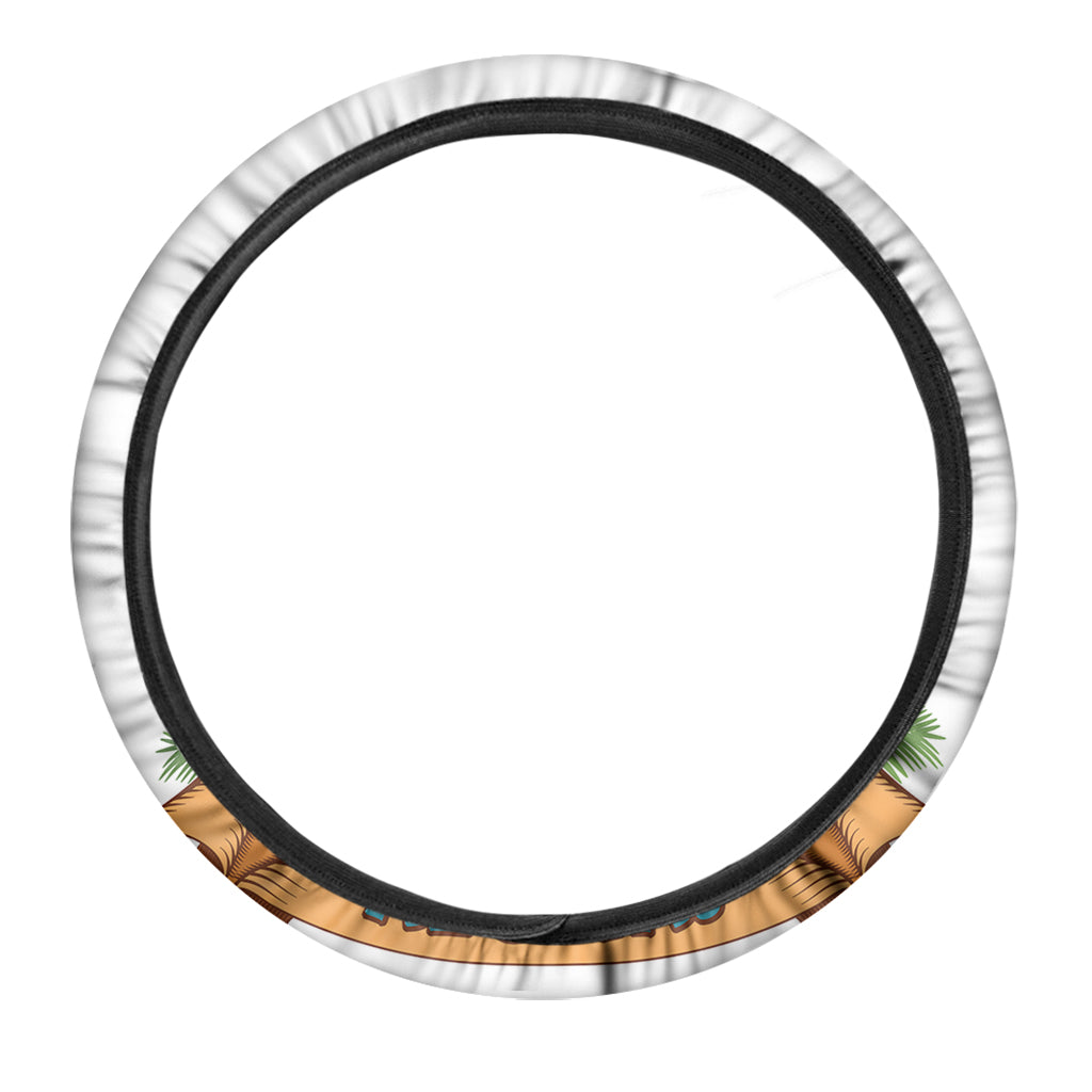 Aloha Tiki Print Car Steering Wheel Cover
