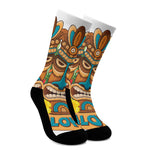 Aloha Tiki Print Crew Socks