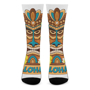 Aloha Tiki Print Crew Socks