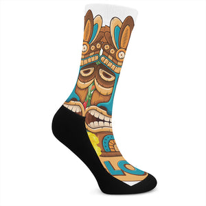 Aloha Tiki Print Crew Socks