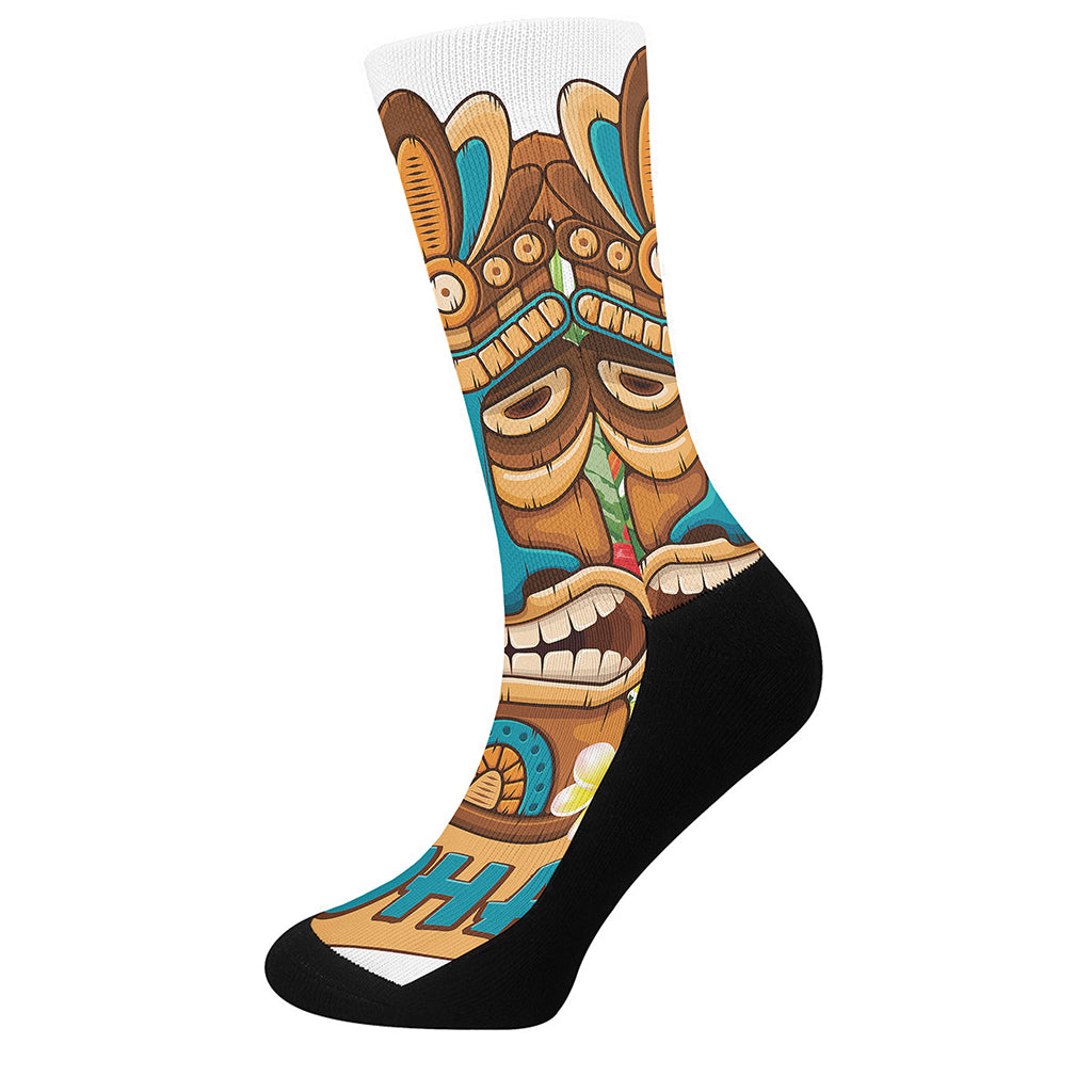 Aloha Tiki Print Crew Socks