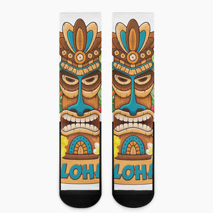 Aloha Tiki Print Crew Socks