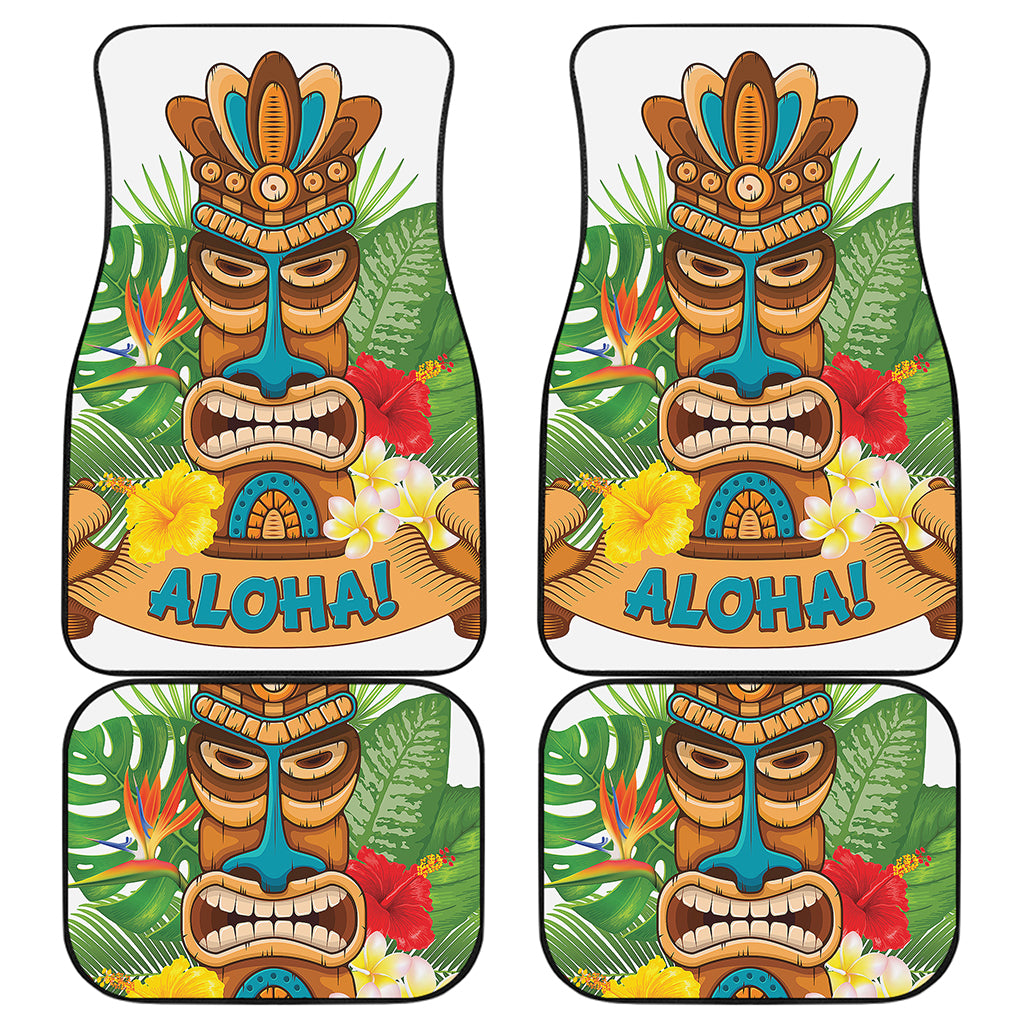 Aloha Tiki Print Front and Back Car Floor Mats