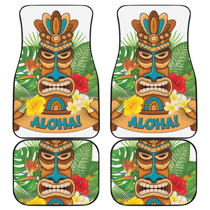 Aloha Tiki Print Front and Back Car Floor Mats