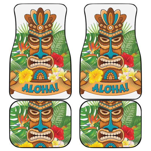Aloha Tiki Print Front and Back Car Floor Mats