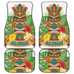 Aloha Tiki Print Front and Back Car Floor Mats