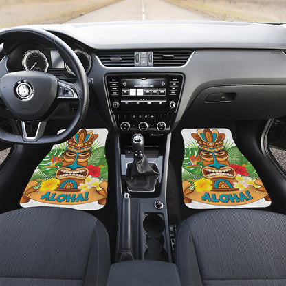 Aloha Tiki Print Front and Back Car Floor Mats