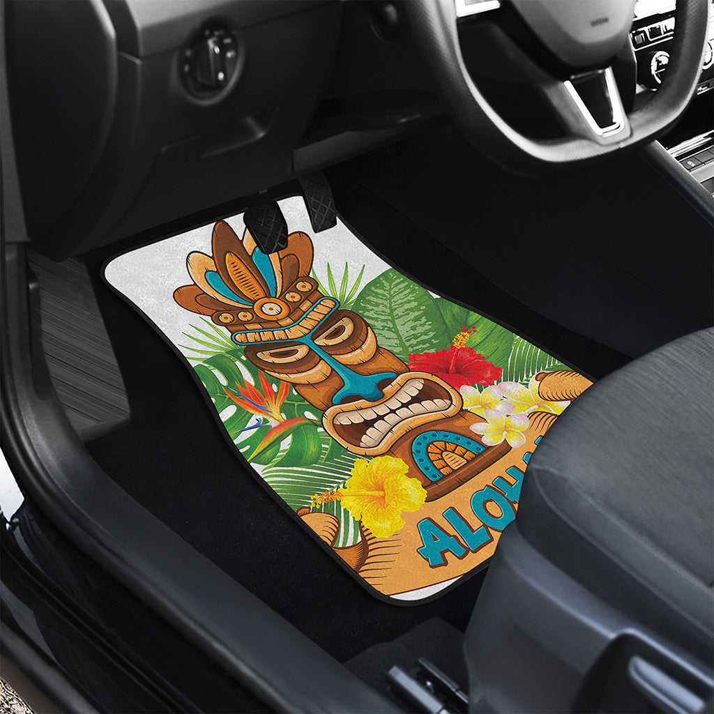 Aloha Tiki Print Front and Back Car Floor Mats