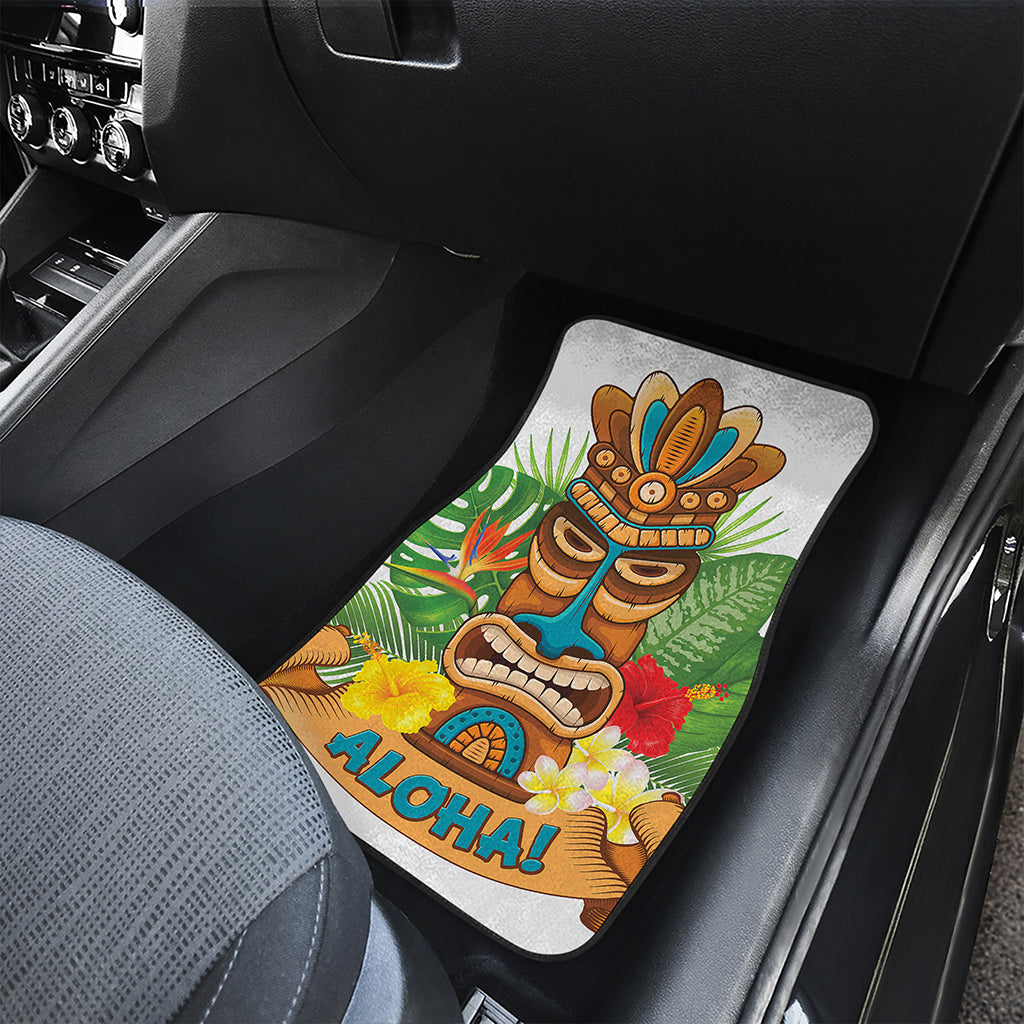 Aloha Tiki Print Front and Back Car Floor Mats