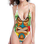 Aloha Tiki Print High Cut One Piece Swimsuit