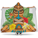 Aloha Tiki Print Hooded Blanket