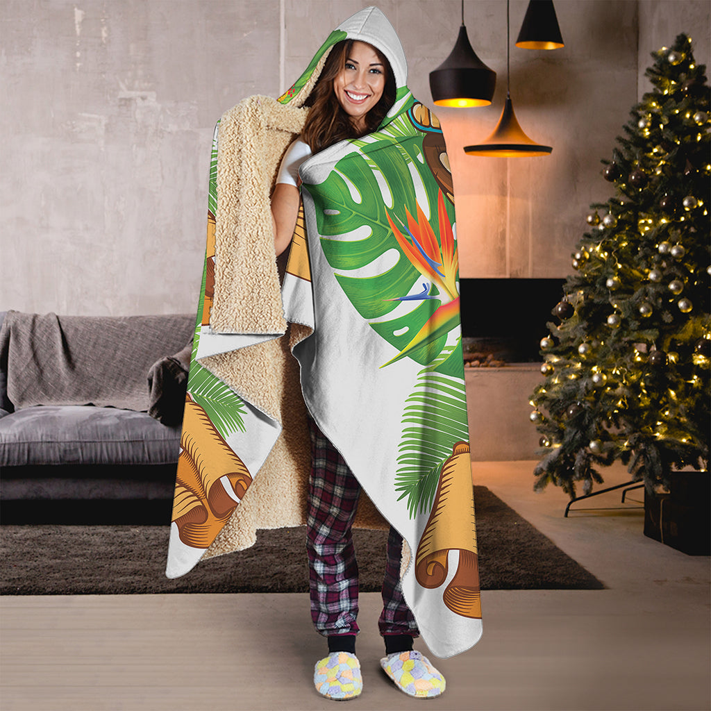 Aloha Tiki Print Hooded Blanket